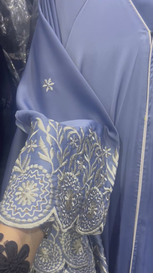 Abbaya/kimono satiné épaisse avec broderies 🇸🇦